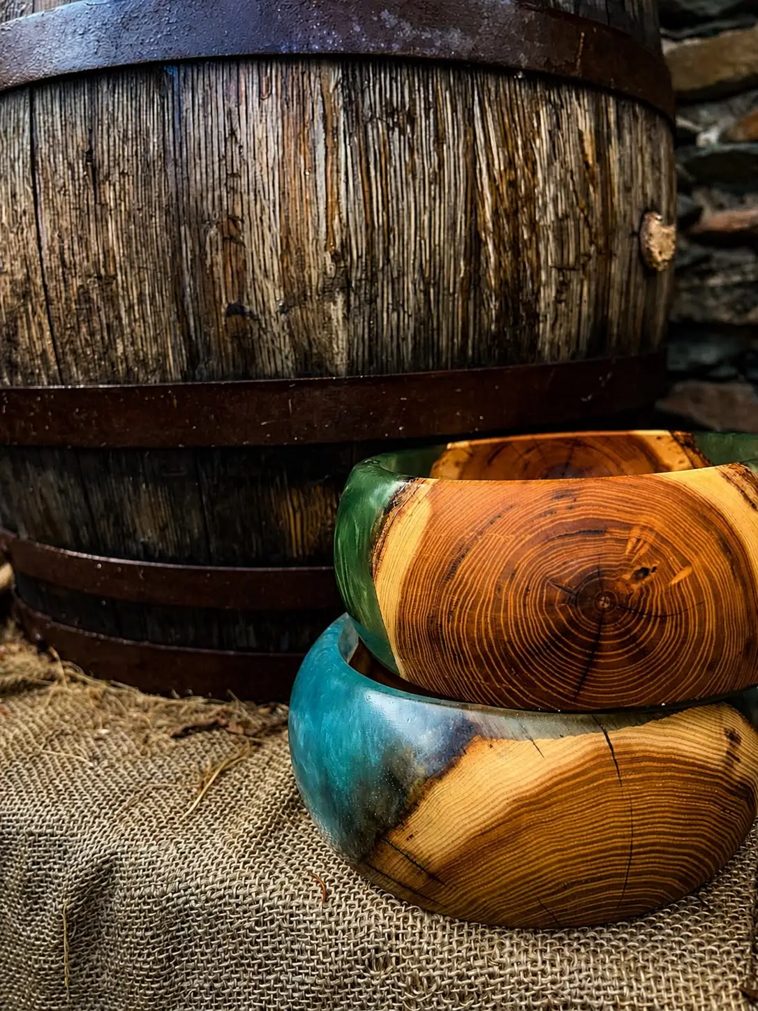 Hand-finished wooden vessels photographed in warm natural light